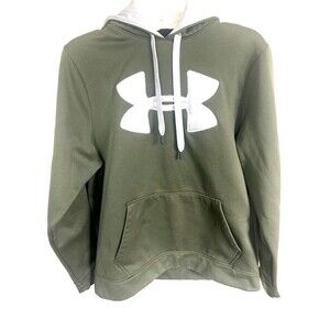 Under Armour Men’s Dark Green Pullover Hoodie Medium Gray Logo